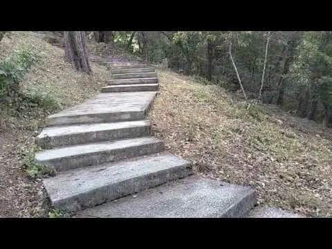 Escalier et sentier du parc forestier de Carros